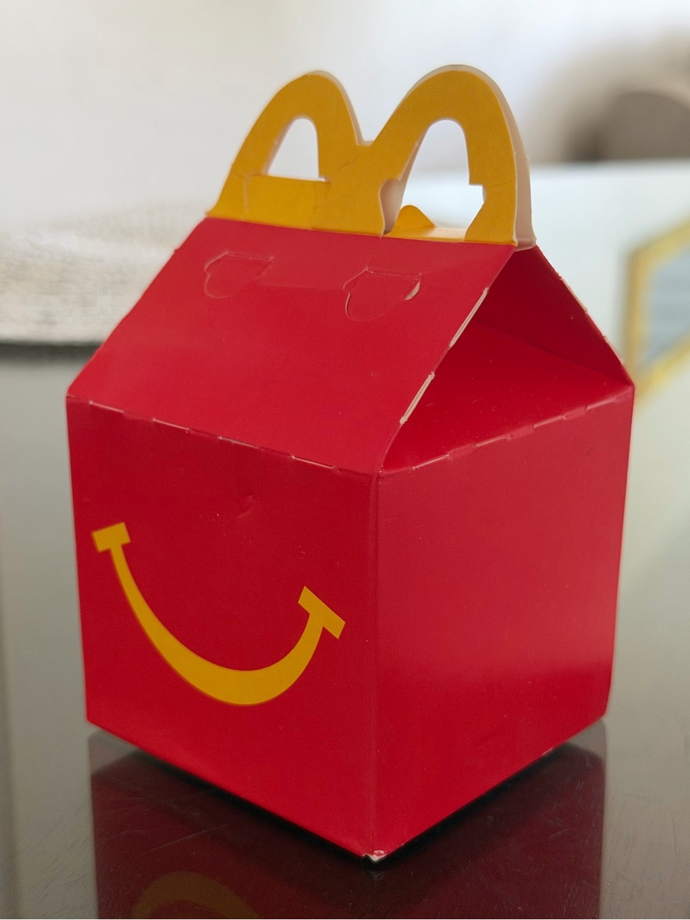 Red Kids Happy Meal Box with Yellow Smile Handle/ limited edition